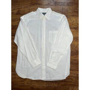 Johnston & Murphy Textured White 100% Cotton Shirt size L